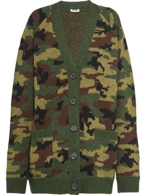 miu miu camouflage cardigan
